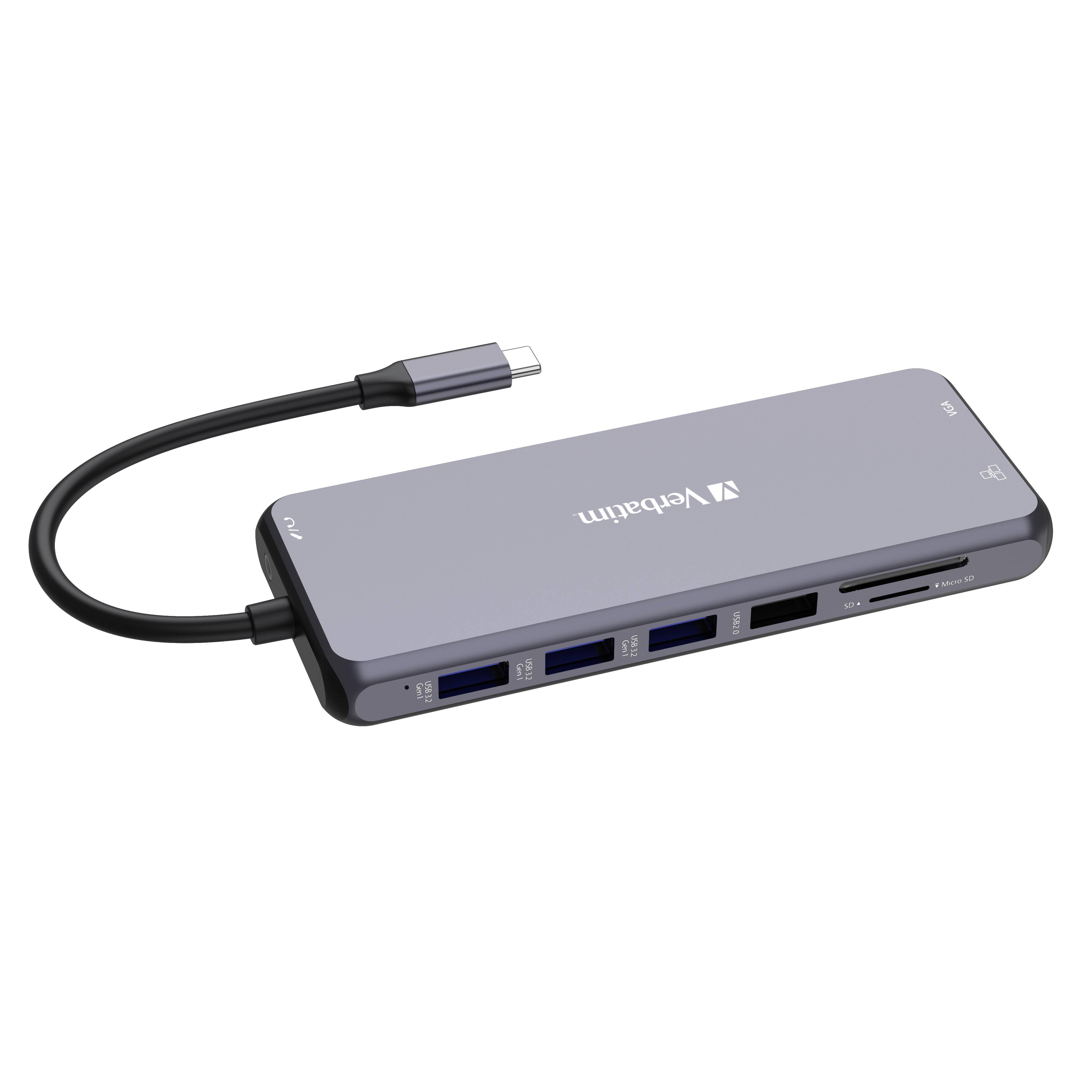 Verbatim Hub, Multiporta, CMH-14, 2x USB 2.0-A, 4x USB 3.2-A, 2x USB 3.2-C VGA, 2x HDMI 4K, RJ45, Audio, SD, microSD,...-4