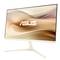 Un monitor ASUS con display curvo e design minimale e sottile. Lo schermo mostra un motivo astratto e ondulato.