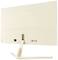 Vista posteriore di un monitor beige con possibilità di connessione e base di supporto.