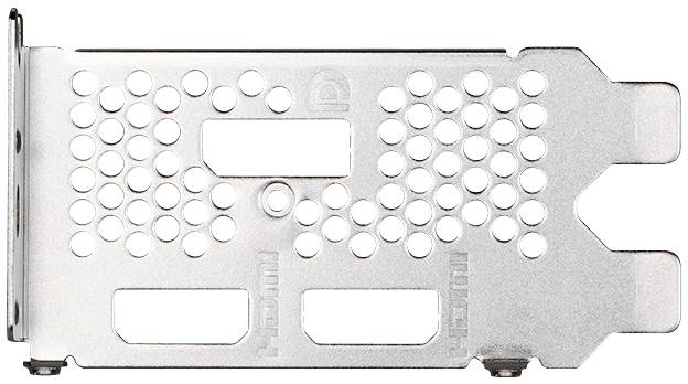 Lamiera metallica con fori e tagli a pattern, idonea per il montaggio di componenti hardware per computer.