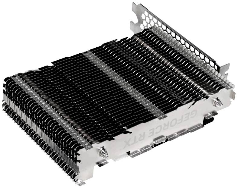 Dissipatore di calore per una scheda grafica con numerose sottili lamelle per la dissipazione termica.
