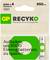 Confezione GP ReCyko Batterie AAA, 4 pezzi, 950 mAh, NiMH, pronte all'uso. Testo: 'Ricarica per risparmiare 9000 batterie monouso'.