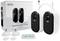 'Arlo Essential Outdoor Camera, 2a Generazione' con due telecamere, accessori e scatola. Caratteristiche: wireless, visione notturna, video HD.
