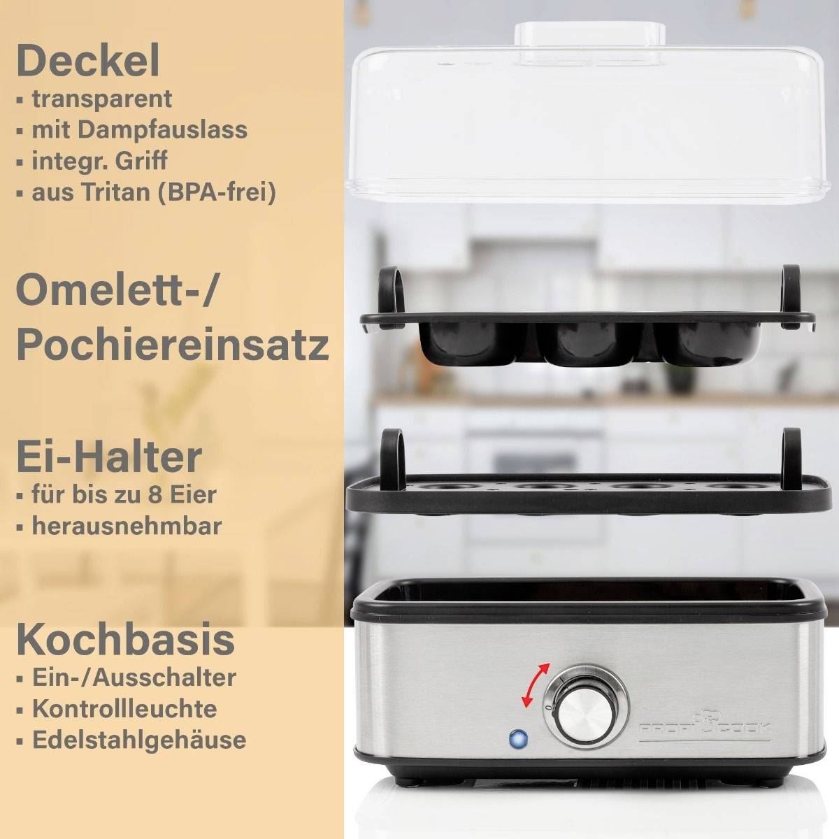 Cuociuova Proficook PC-EK 1275 in acciaio inossidabile-8