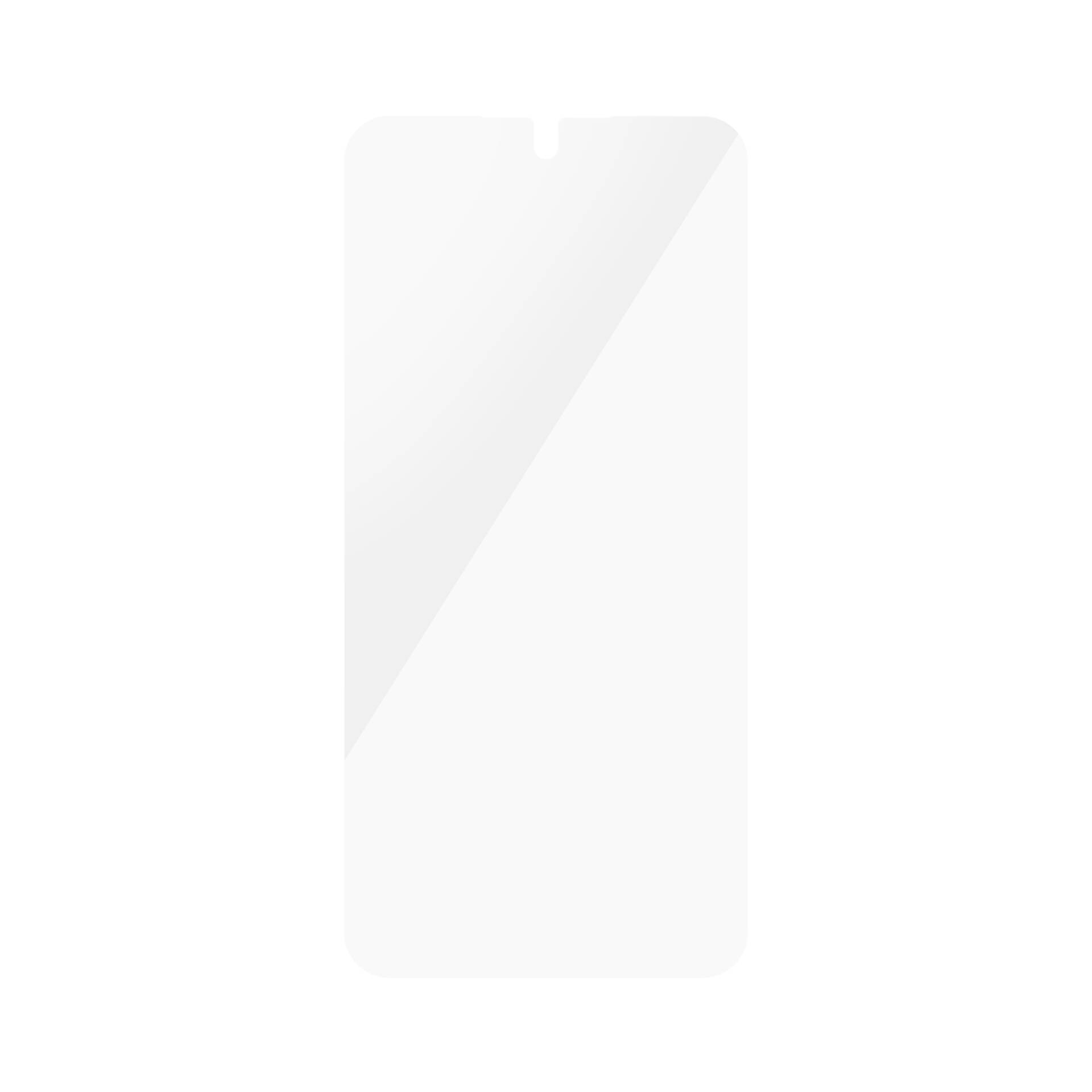 Illustrazione di un vetro protettivo rettangolare per smartphone su sfondo bianco.