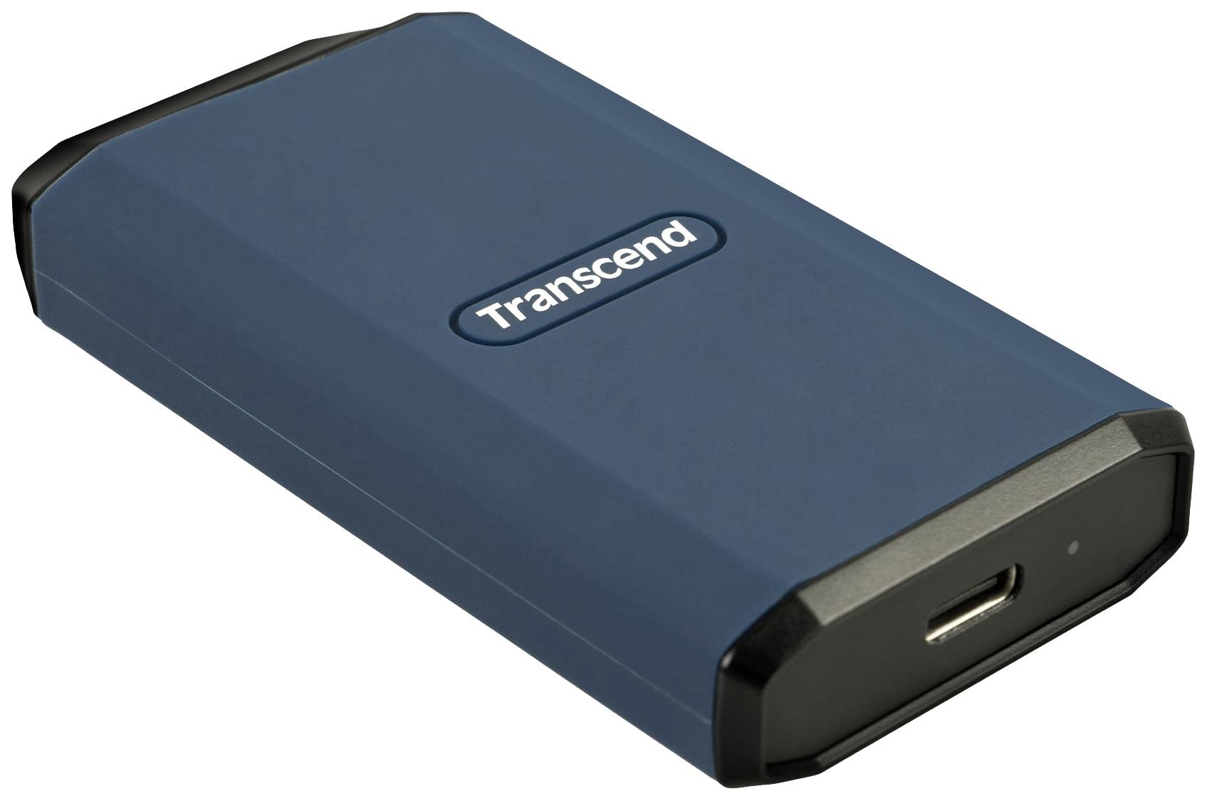 Hard disk esterno blu di Transcend con connessione USB, idoneo per il backup dei dati e l'espansione della memoria.
