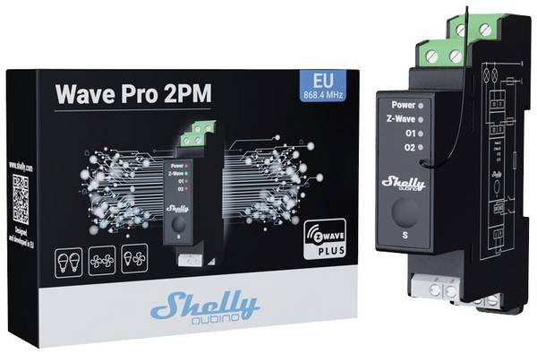 Shelly SHELLY - · Hutschiene·""""Wave Pro 2PM""""· Relais· max. 25A· 1 Phase· 2x 16A·  Relè su guida DIN  Z-Wave