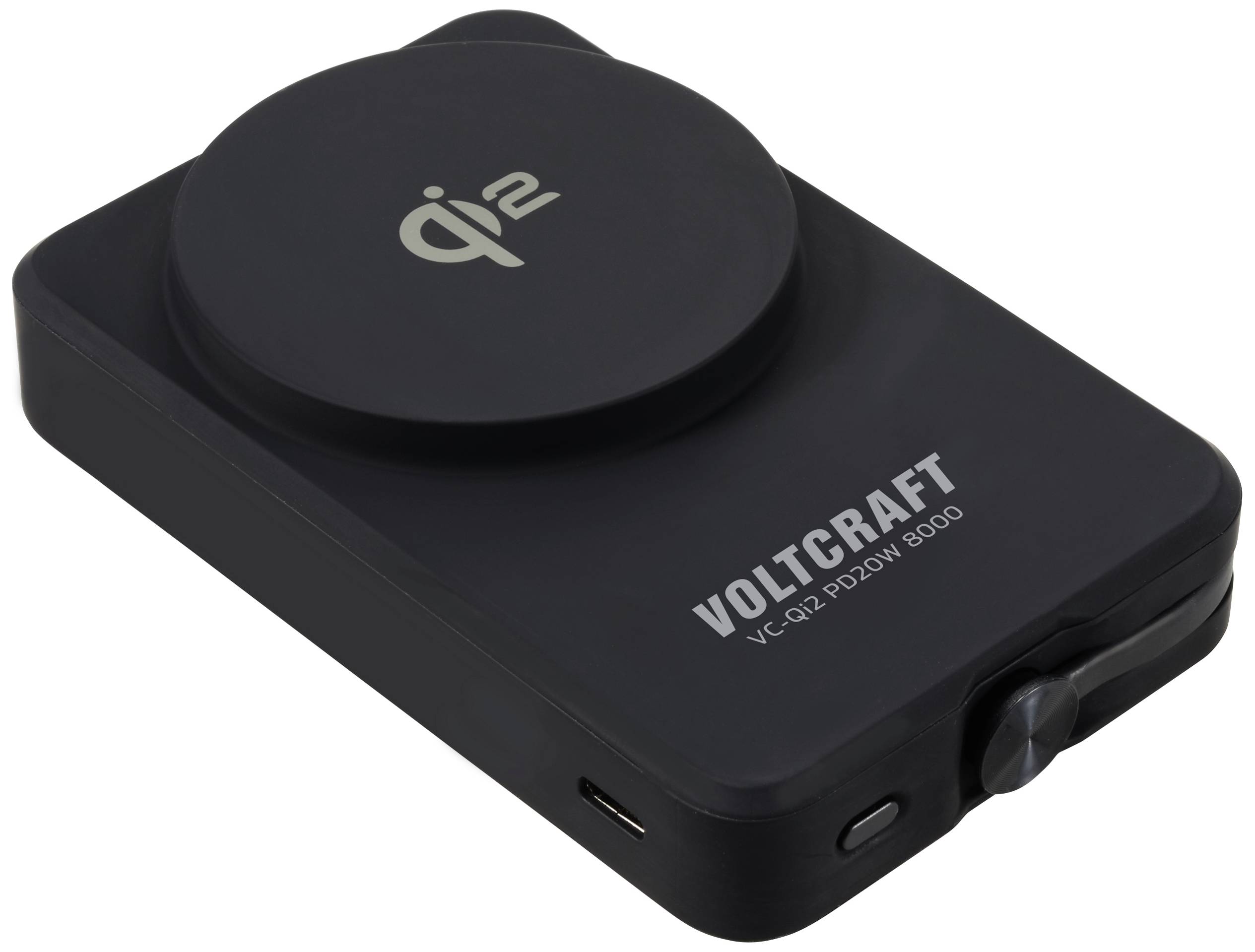 Powerbank portatile con funzione di ricarica rapida Qi 2.0, colore nero, nome del marchio: Voltcraft VC-Q12 PD10W 8000.