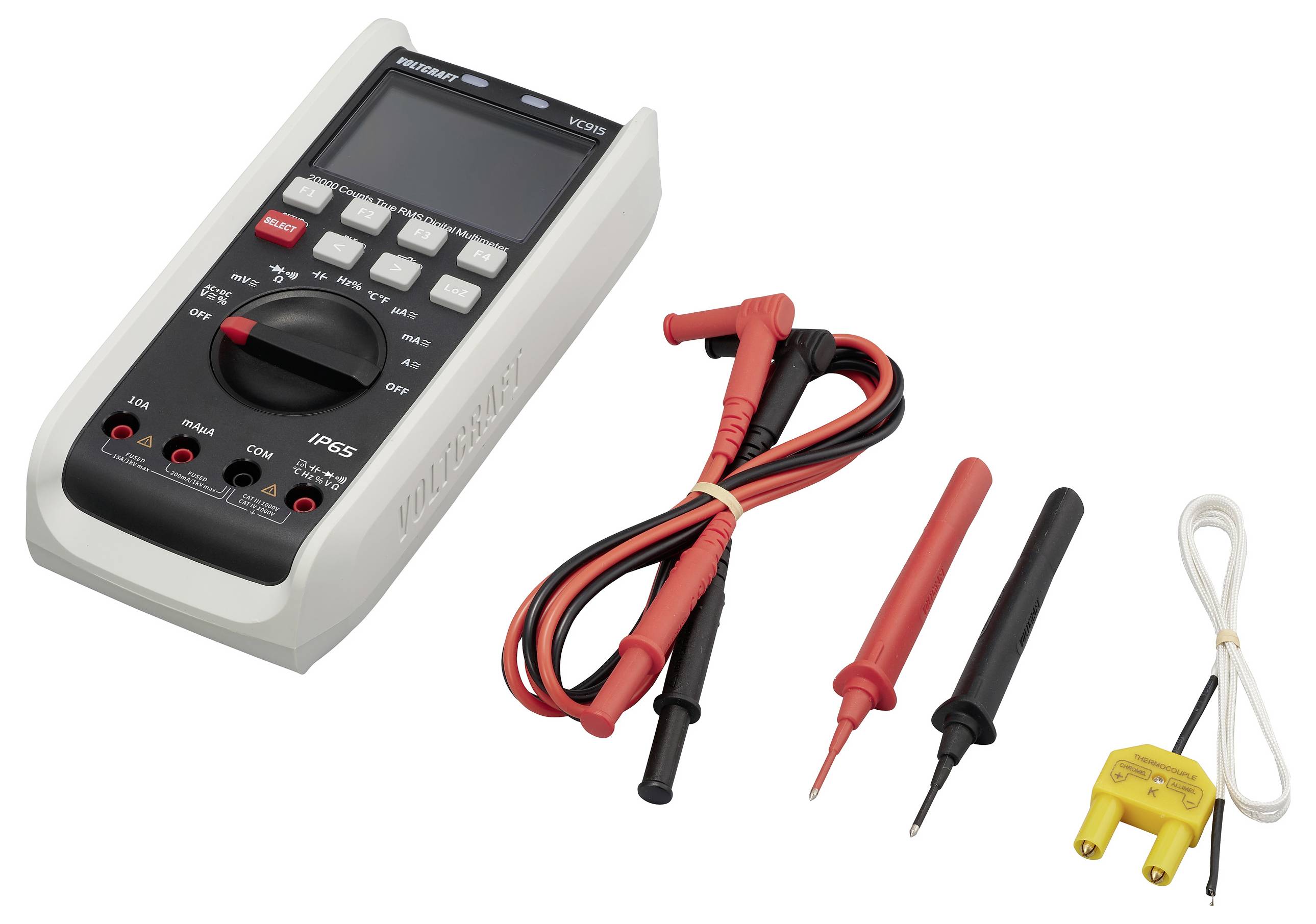VOLTCRAFT VC915 Multimetro portatile Calibrato (ISO) digitale CAT III 1000 V, CAT IV 1000 V Display (Counts): 20000-6