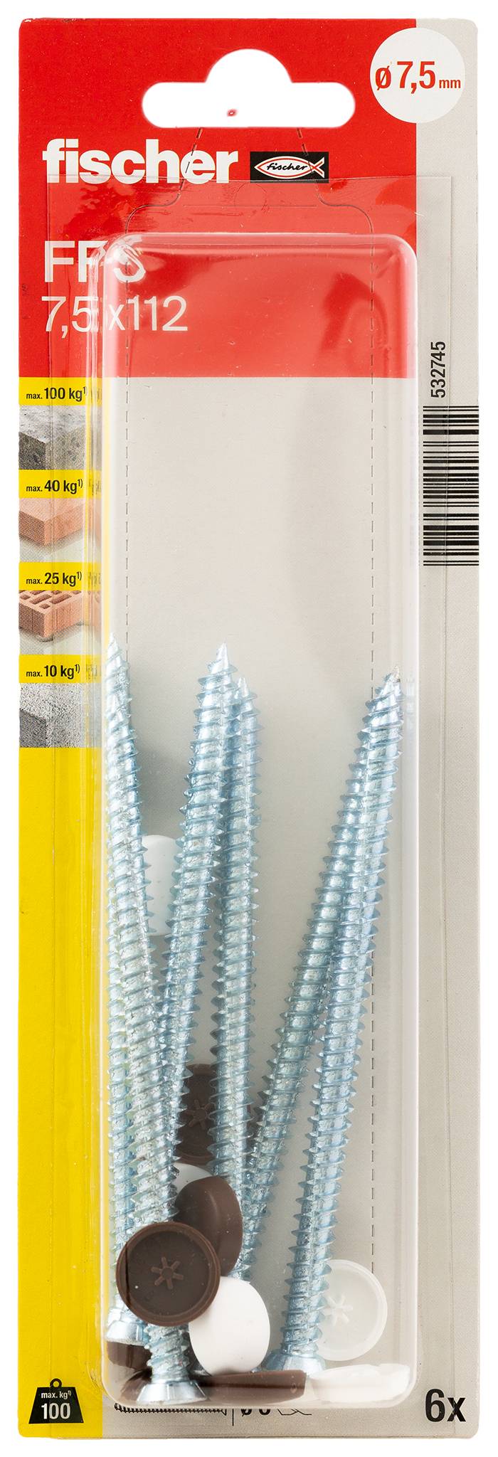 Fischer 532745 FFS 7,5 x 112 K NV Tassello per serramenti 112 mm 1 KIT