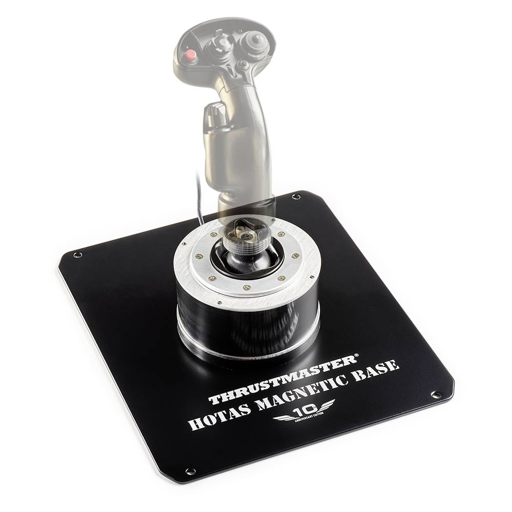 Un Thrustmaster HOTAS Magnetic Base, un elemento di controllo per simulatori di volo che offre stabilità e precisione.