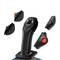Un joystick nero con diversi attacchi per tasti rimovibili che possono essere montati a sinistra e a destra del joystick.