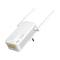 Ripetitore WLAN con due antenne, involucro bianco. Mostra indicatori di stato per alimentazione, WLAN ed Ethernet.