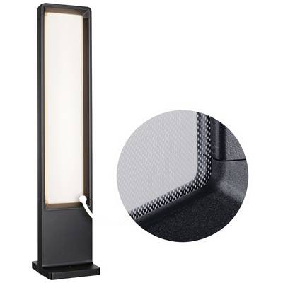 Barra luminosa LED verticale con cornice rettangolare nera. La vista ravvicinata ingrandita mostra la fine tessitura della superficie luminosa.