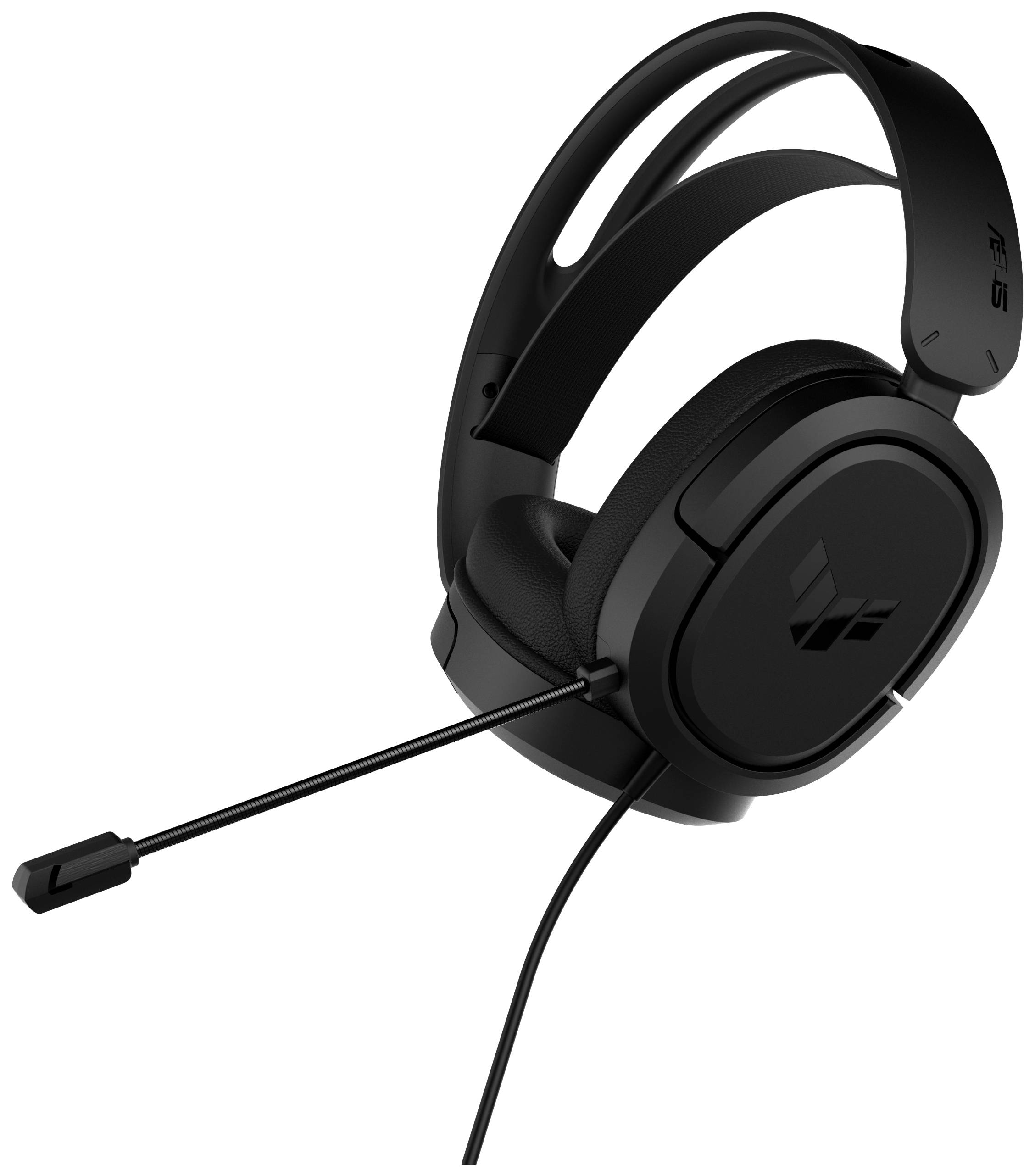 Cuffie da gaming nere con microfono, design ergonomico, adatte per PC e console, offrono un'elevata qualità audio e comfort.