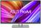 Un monitor ASUS ProArt mostra un design astratto colorato sullo schermo con linee curve viola e arancioni.