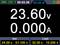 Visualizzazione dello strumento di misura: Tensione 23,60 V e Corrente 0,000 A. Impostazioni: 24,00 V, 01,100 A. Limite: 32,00 V, 10,200 A.