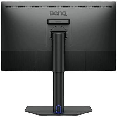Un monitor nero BenQ con un supporto stabile, visto da dietro.
