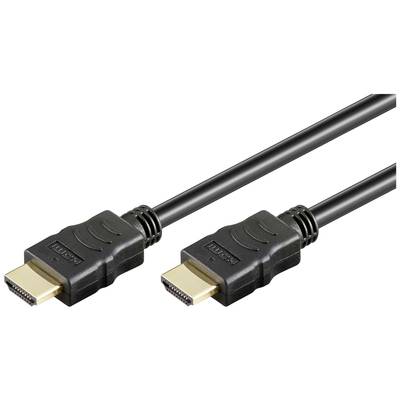 Cavo HDMI nero con due connettori, consente il collegamento di dispositivi audio e video per la trasmissione digitale.