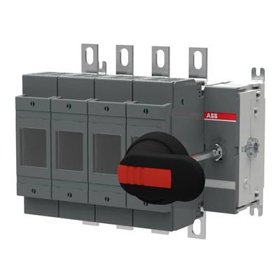 Un interruttore grigio con più moduli di commutazione e una grande leva rossa per l'azionamento manuale.