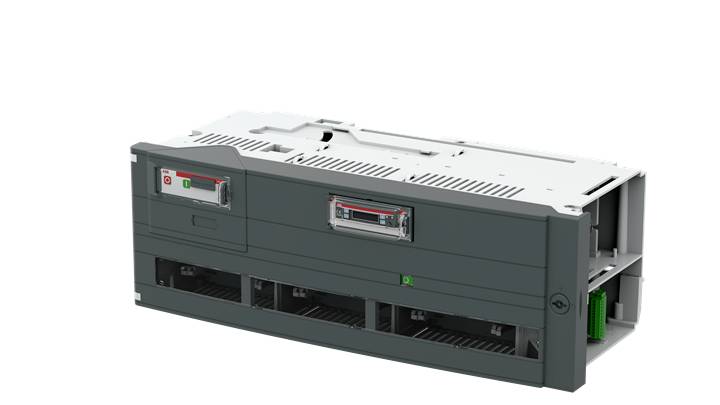 Un dispositivo tecnico grigio, rettangolare, con diverse aperture di ventilazione e indicatori sul lato frontale.
