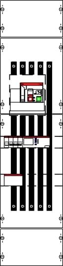 Diagramma di un quadro elettrico tecnico con etichette per diversi interruttori e leve in un layout ordinato.