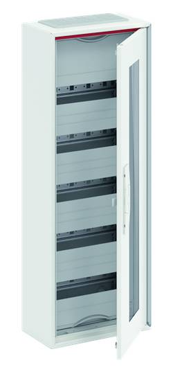 Un armadio elettrico bianco verticale con porta in vetro aperta e diversi ripiani in metallo. Adatto per la conservazione sicura di apparecchiature elettroniche.
