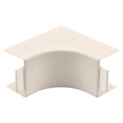 Un angolare in plastica bianco a forma di L, utilizzato come elemento di giunzione.