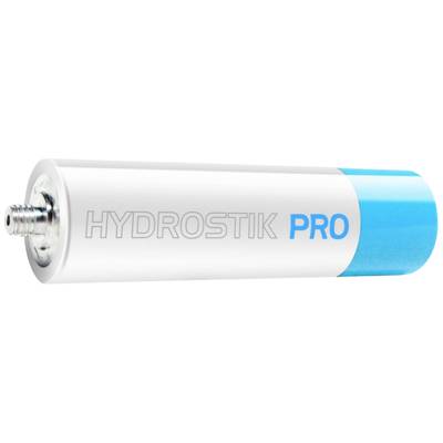 Contenitore cilindrico con scritta 'HYDROSTIK PRO' in grigio. Un'estremità è contrassegnata in blu, l'altra ha un'apertura metallica.