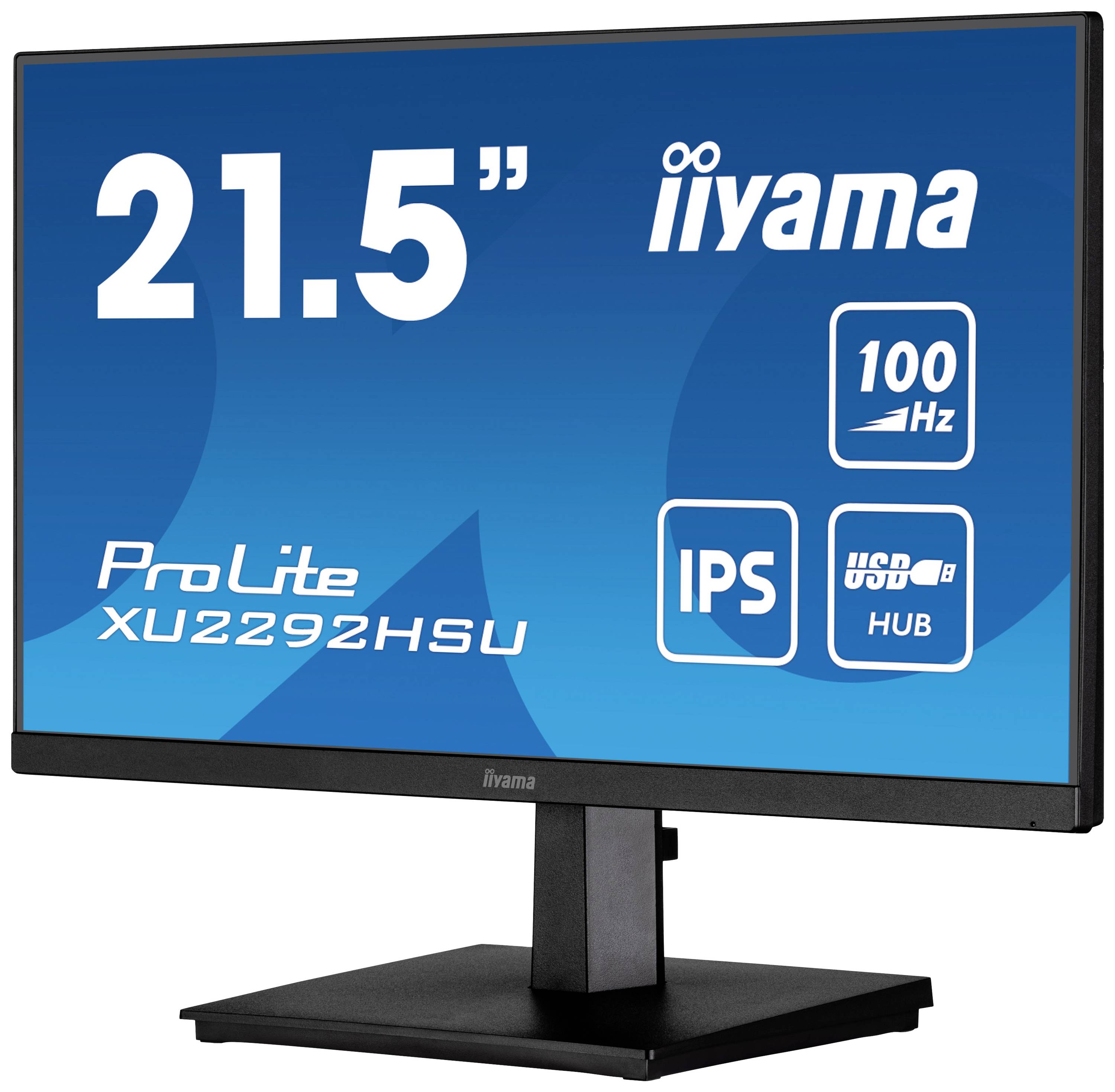 Monitor iiyama da 21,5 pollici con numero modello ProLite XU2292HSU. Caratteristiche: 100 Hz, pannello IPS, hub USB.