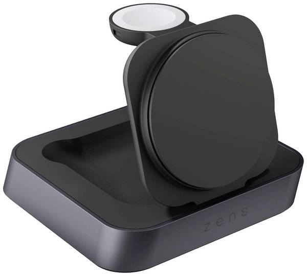 Caricatore da comodino wireless magnetico Zens serie alluminio Pro 2 Qi2 nero