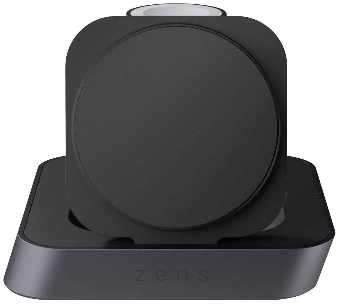 Stazione di ricarica wireless con design moderno nero. Idonea per la ricarica simultanea di più dispositivi.