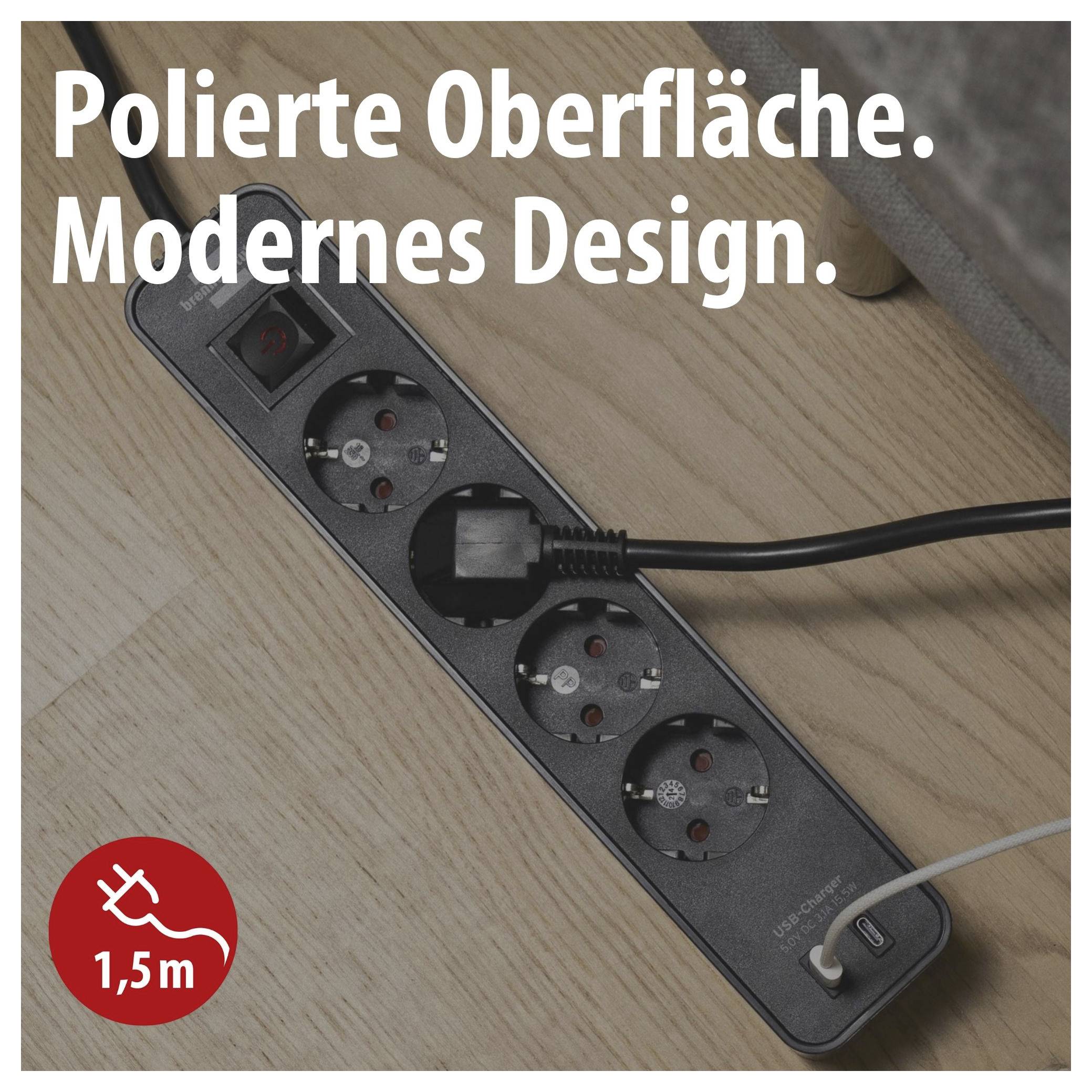 Brennenstuhl 1153240106 Multipresa con interruttore Nero Schuko 1 pz.-1