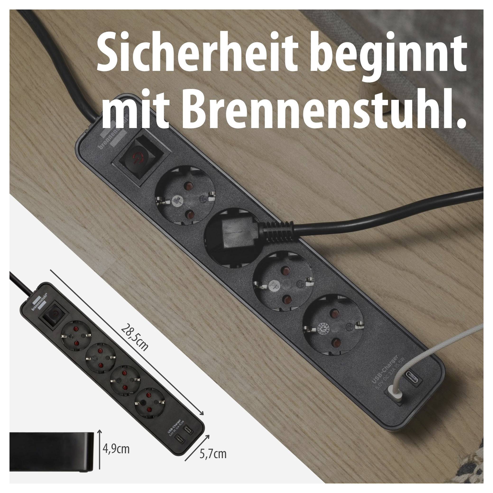 Brennenstuhl 1153240106 Multipresa con interruttore Nero Schuko 1 pz.-5