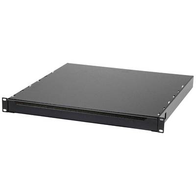 Un server nero, rettangolare, con montaggio a rack, piatto e compatto, adatto per data center o infrastrutture di rete.