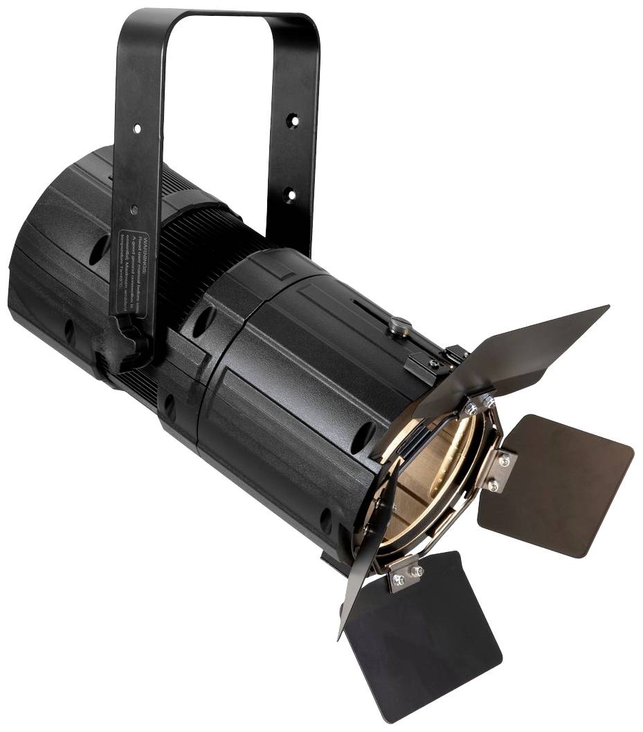 Luce scenica nera per proiettore con alette regolabili per il controllo della diffusione luminosa, montabile su un manico.