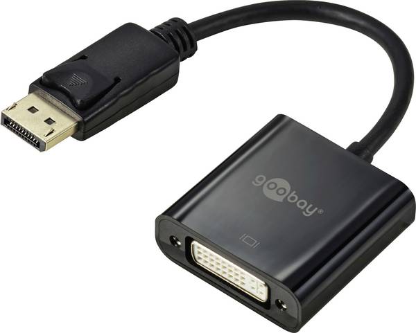 Goobay 69873 DisplayPort Adattatore [1x Spina DisplayPort - 1x Presa DVI 24+5 poli] Nero tondo 15 cm