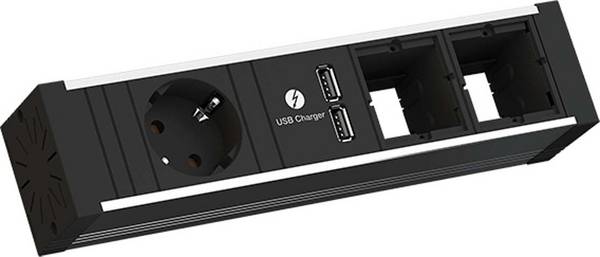 BACHMANN VENID 2x contatto di terra, 2x ABD 1x caricatore USB, nero