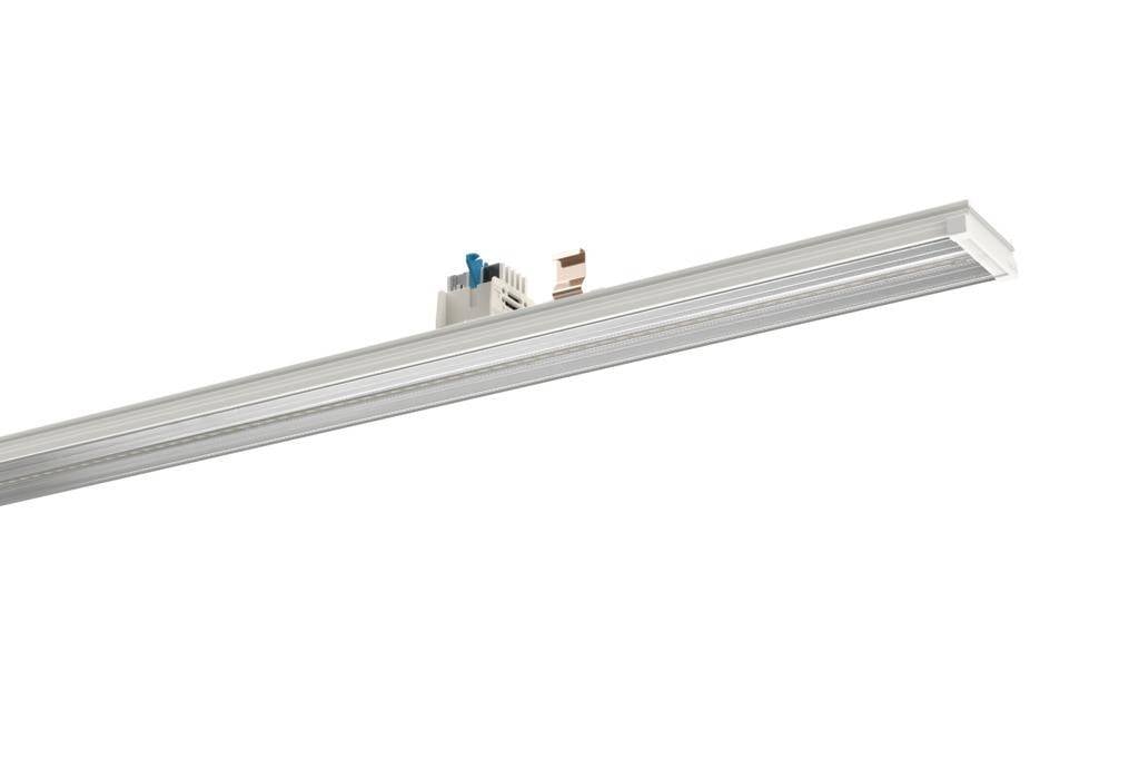 Una lampada LED bianca in una cornice stretta e rettangolare, comunemente utilizzata per uffici o aree commerciali.