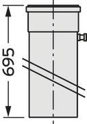 Disegno tecnico di un contenitore cilindrico con un'altezza di 695 mm. A sinistra, l'altezza è contrassegnata da una freccia.