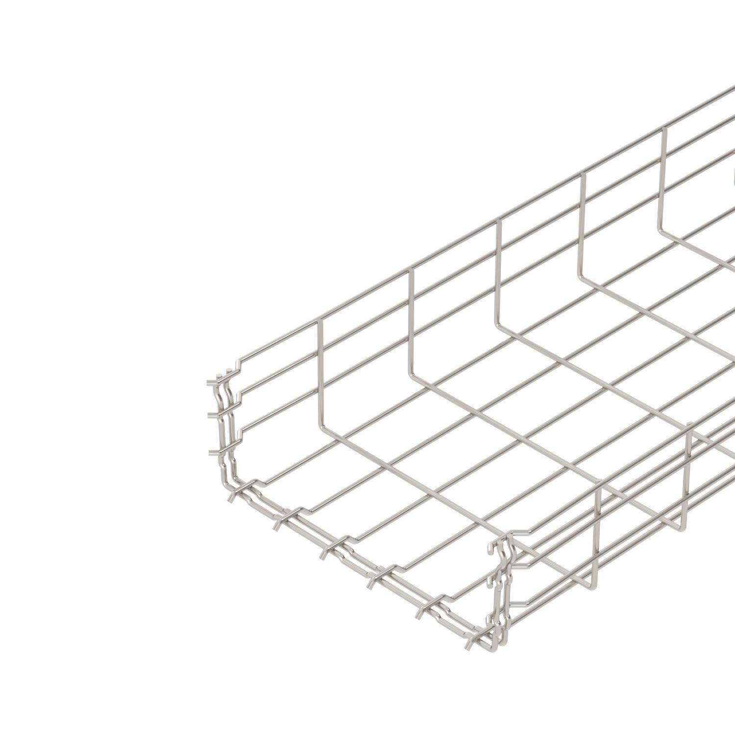 Scaffale rettangolare aperto in filo di metallo argentato su sfondo bianco, utile per l'organizzazione dei cavi e la ventilazione.