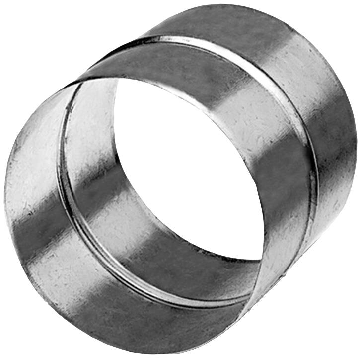 Anello metallico di forma cilindrica, lucido e riflettente, su sfondo bianco.