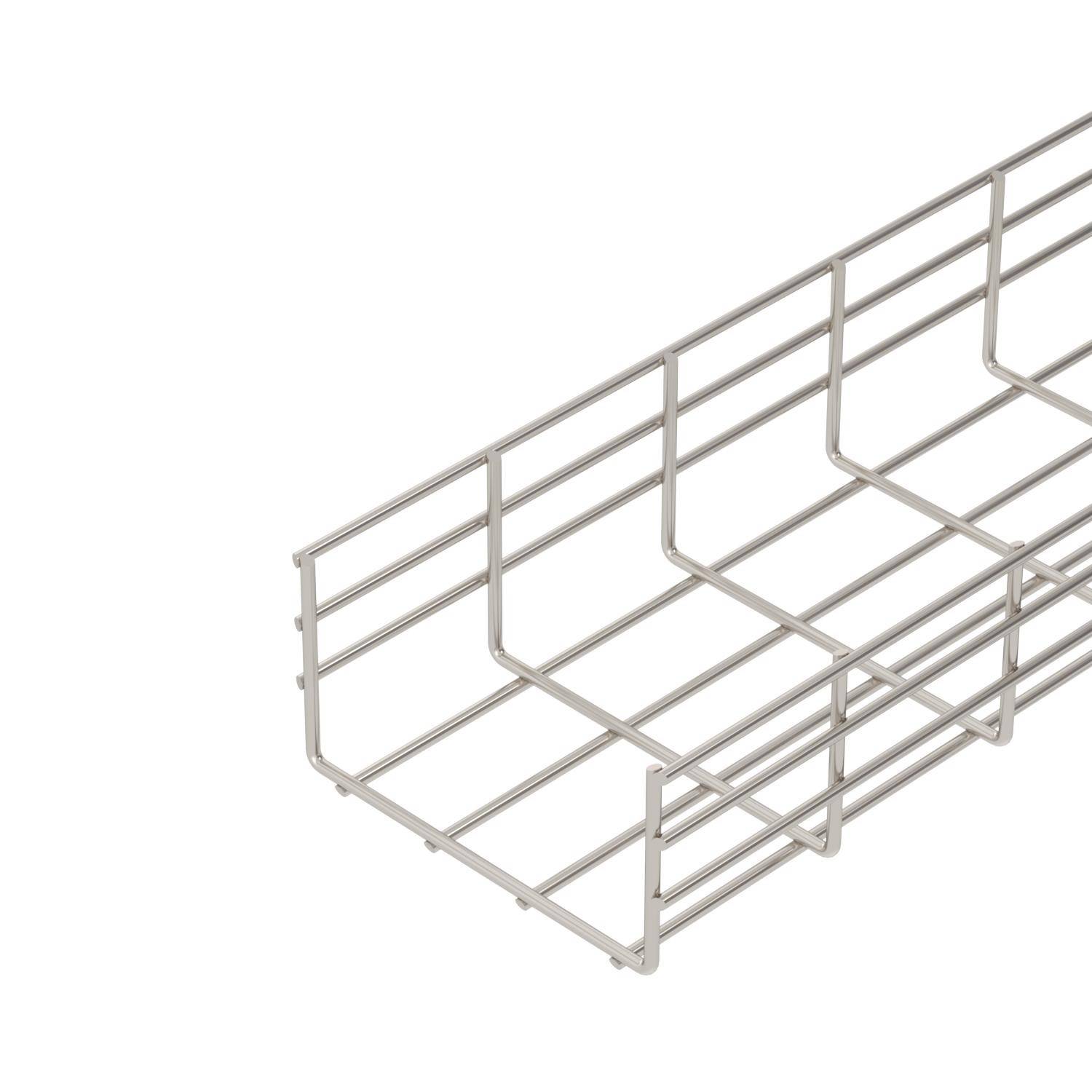 Un cestello rettangolare aperto con griglie metalliche per lo stoccaggio o l'organizzazione.