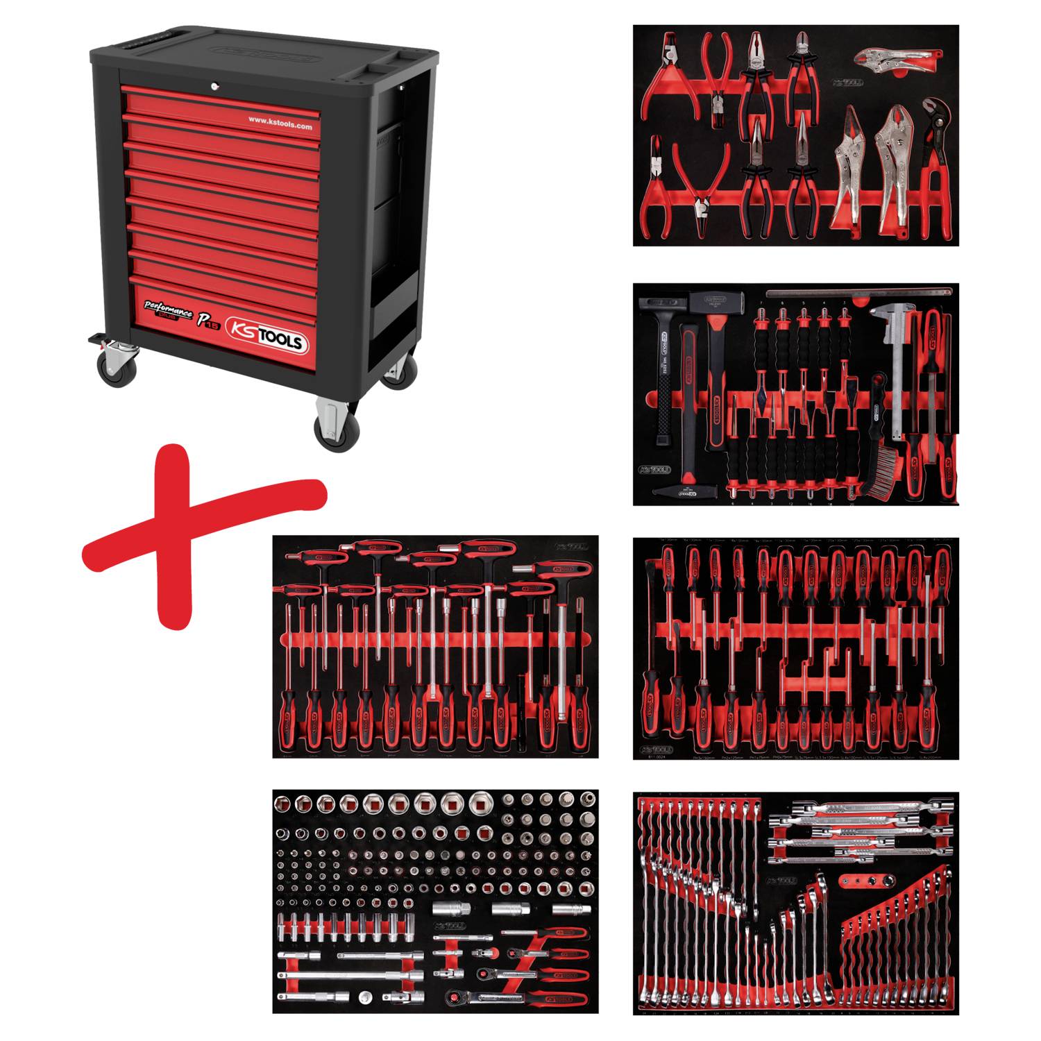 KS Tools 815.6271 Carrello di lavoro Colore: Nero, Rosso