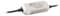 Driver LED a forma circolare con etichette; uscita in corrente continua: 25W, 350mA. Involucro in plastica bianca con connessioni cavi.