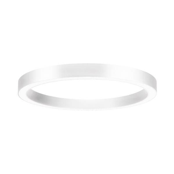 Un anello LED bianco, semplice e sottile, che funge da plafoniera. Perfetto per un design degli interni moderno e minimale.