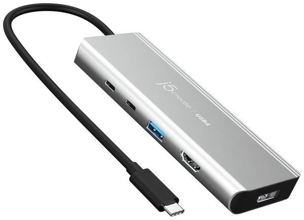 j5create JCD401 Hub USB 4 Porte USB 3.2 (Gen 2), USB 4, HDMI ™, DisplayPort    Argento j5create JCD401 - Dockingstation - USB-C / USB4 / Thunderbolt 3 / Thunderbolt 4