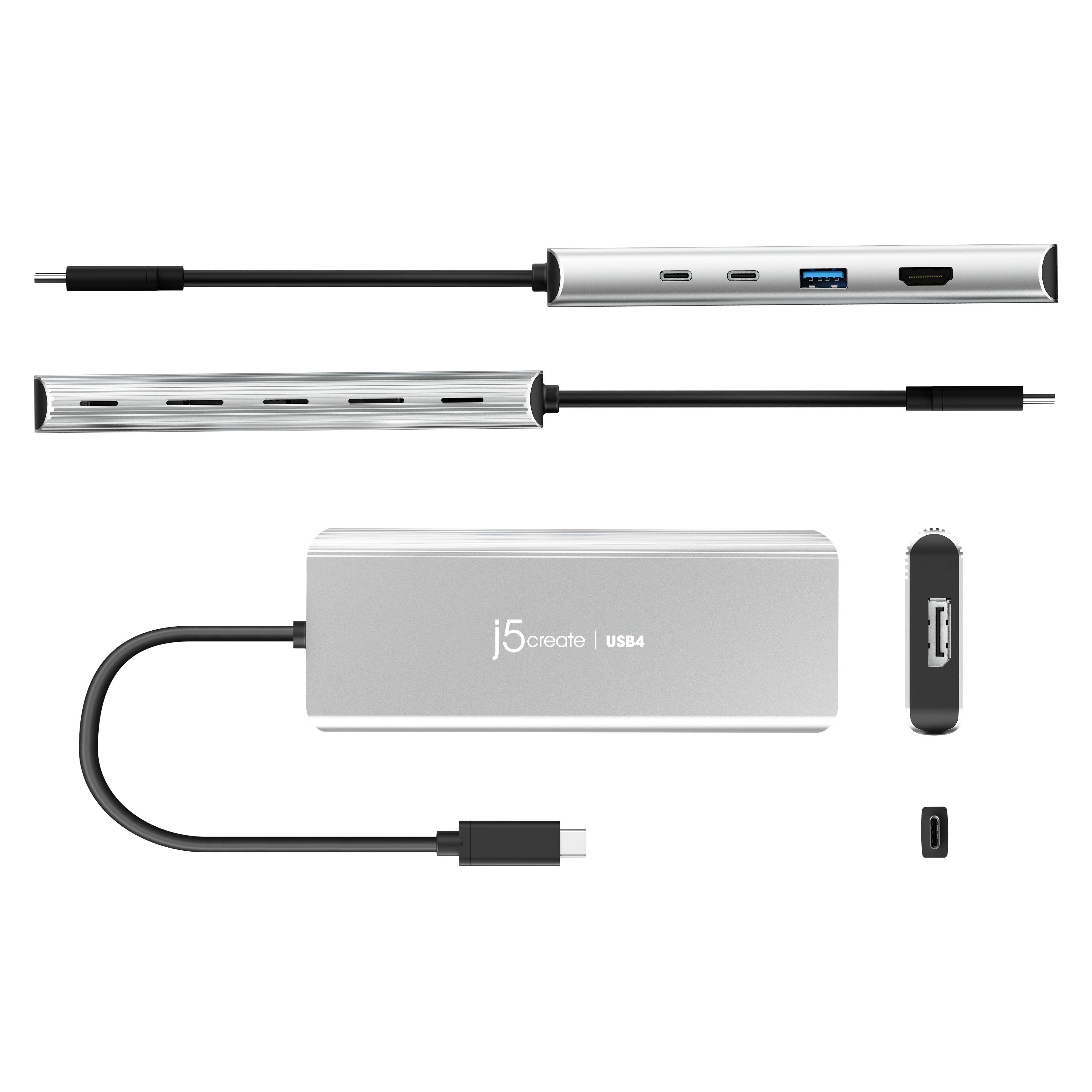 j5create JCD401 Hub USB 4 Porte USB 3.2 (Gen 2), USB 4, HDMI ™, DisplayPort Argento j5create JCD401 - Dockingstation - U-2
