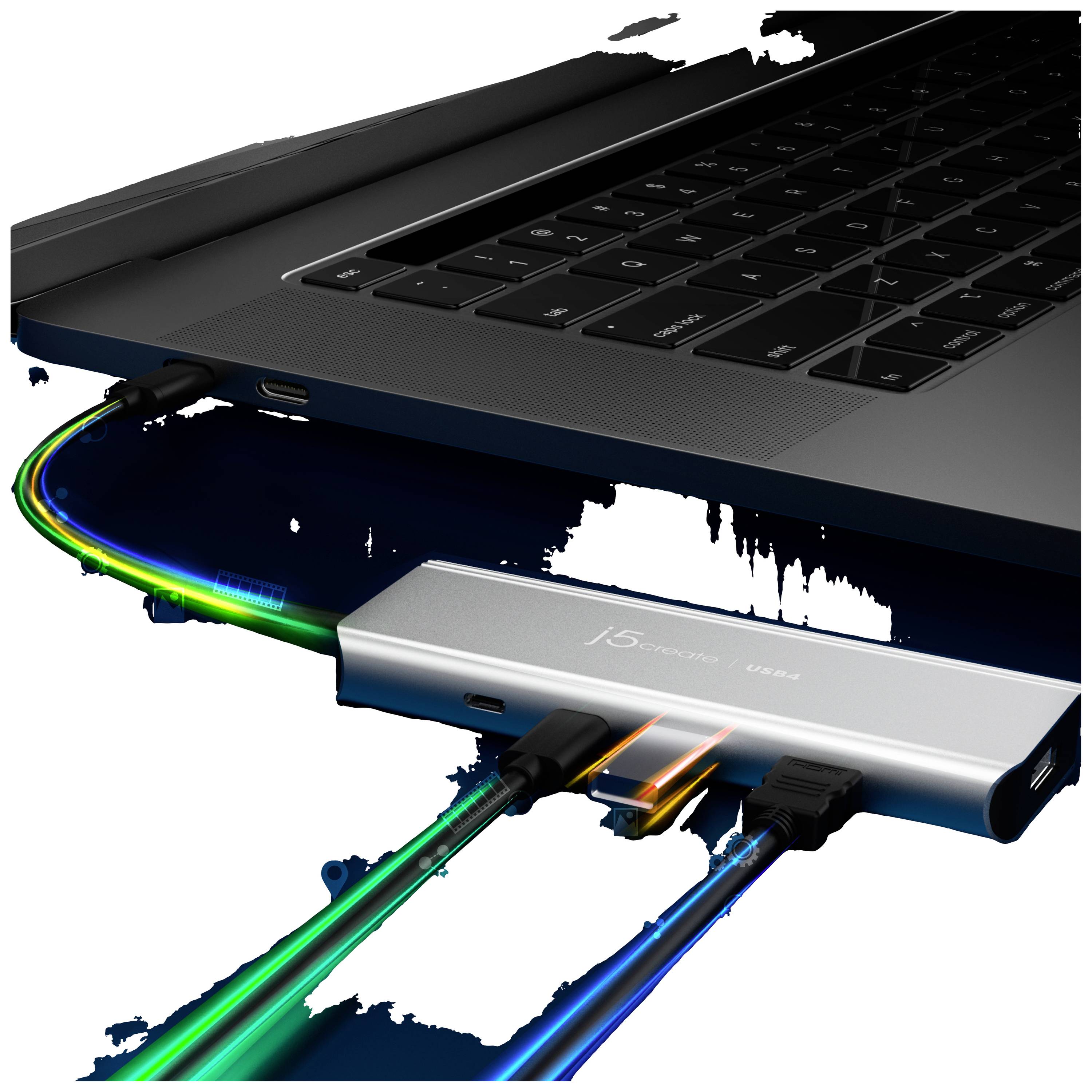 j5create JCD401 Hub USB 4 Porte USB 3.2 (Gen 2), USB 4, HDMI ™, DisplayPort Argento j5create JCD401 - Dockingstation - U-3