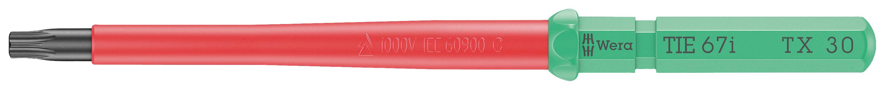 Cacciavite elettrico con impugnatura rossa e testa verde. Marcature: 'TE6/1' e 'TX 30' sulla testa.
